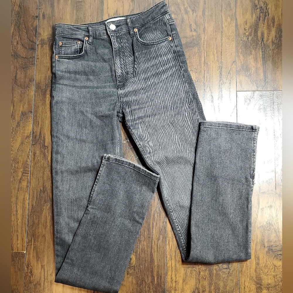 Zara 'The Skinny' black jeans sz 4 High waist long 33" inseam stretch